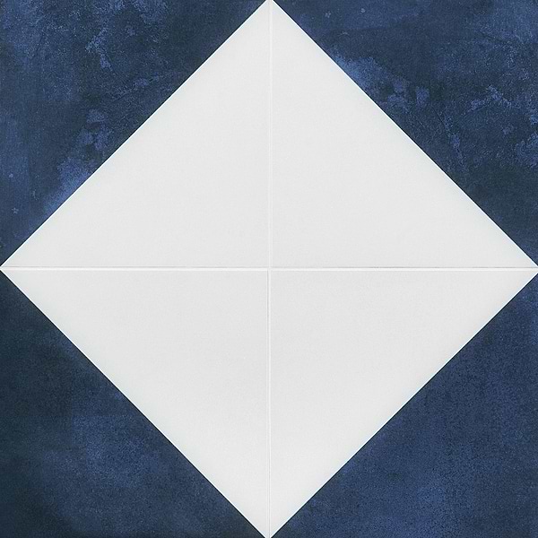Art Geo Cement Dos Blue by Elizabeth Sutton 8x8 Matte Porcelain Tile: Diamond Pattern