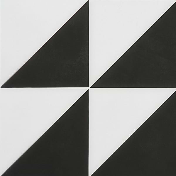 Art Geo by Elizabeth Sutton Dos Triangle Charcoal Black 8x8 Matte Porcelain Tile