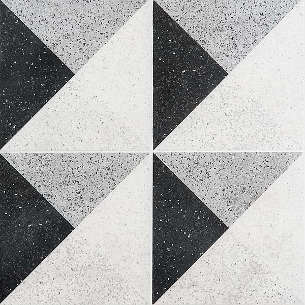 Art Geo by Elizabeth Sutton Terrazzo Deco Charcoal Black 8x8 Matte Porcelain Tile