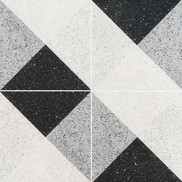 Art Geo by Elizabeth Sutton Terrazzo Deco Charcoal Black 8x8 Matte Porcelain Tile: Pattern 2
