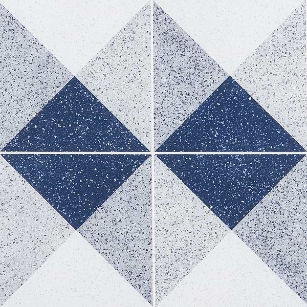 Art Geo by Elizabeth Sutton Terrazzo Deco Blue 8x8 Matte Porcelain Tile: Pattern 3