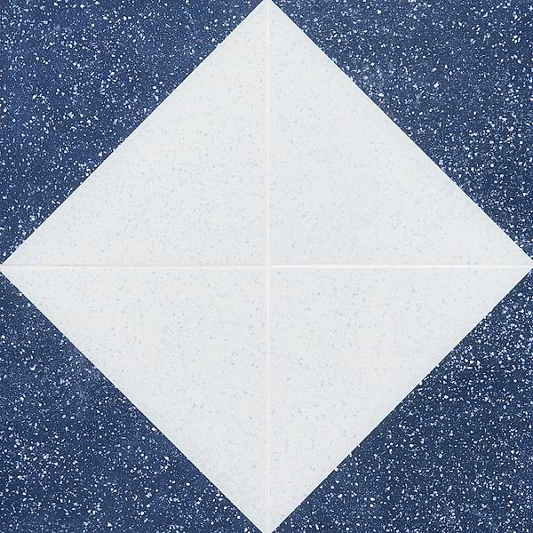 Art Geo Terrazzo Dos Blue by Elizabeth Sutton 8x8 Matte Porcelain Tile: Diamond Pattern