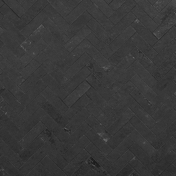 Portrait Black Gold 1x4 Herringbone Matte Porcelain Mosaic Tile