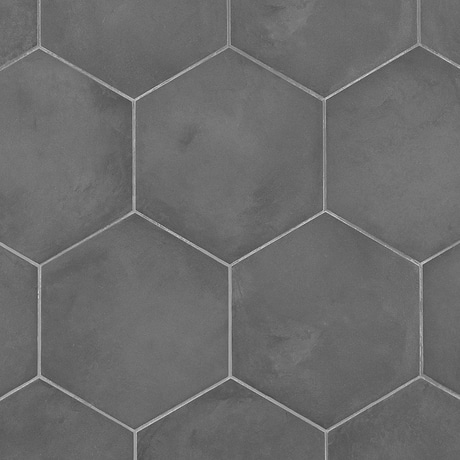 Ava Charcoal Black 8" Hexagon Matte Porcelain Tile