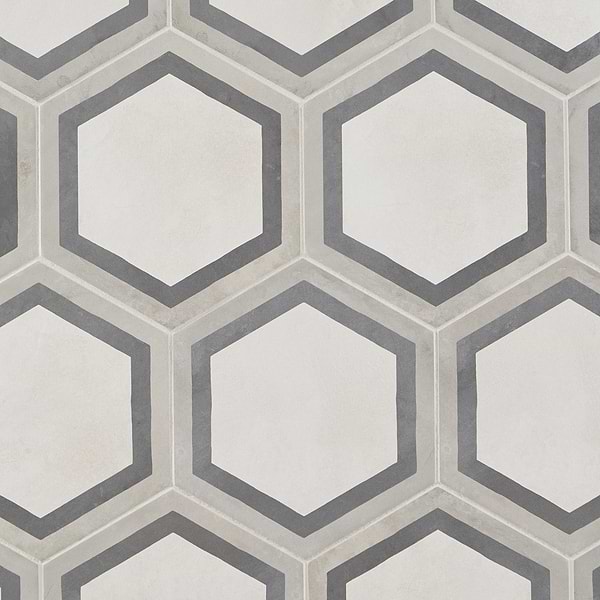 Ava Deco Sabbia Charcoal 8" Hexagon Matte Porcelain Tile