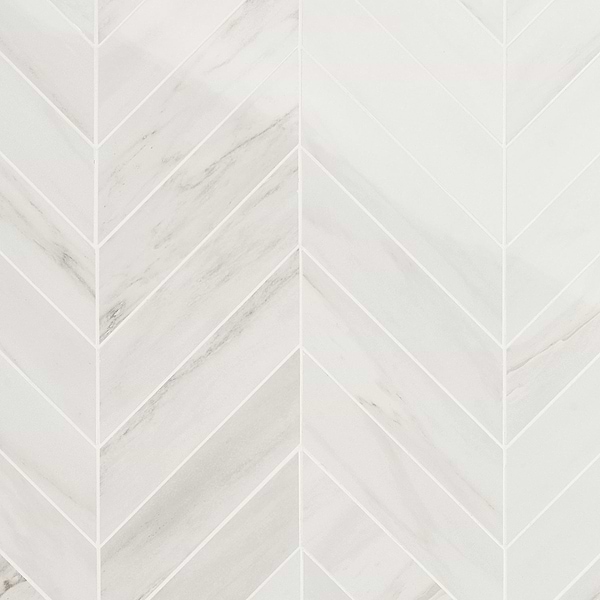 DreamStone Dolomite Snow 2x8 Chevron Polished Porcelain Mosaic