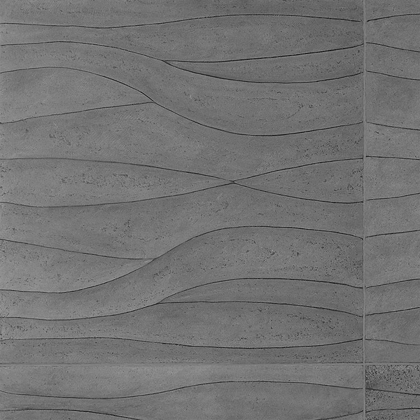 Thalia Charcoal 18x18 3D Carved Wave Honed Limestone Tile