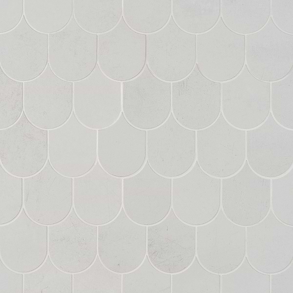 Bond Palladium Light Gray Fishscale Plume Matte Porcelain Mosaic Tile