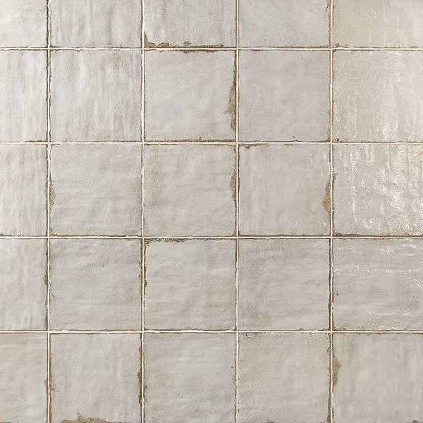 Angela Harris Dunmore Tirreno Decor 8x8 Polished Ceramic Wall Tile- White and Beige