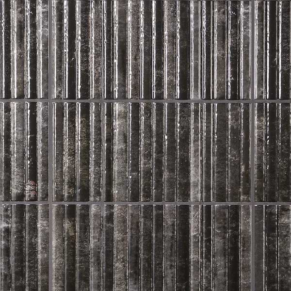 Curve Fluted Black 6x12 3D Glossy Ceramic Tile