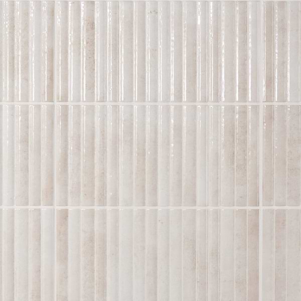 Curve Fluted White 6x12 3D Glossy Ceramic Tile