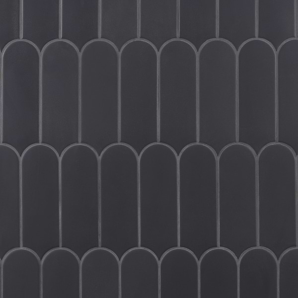 Parry Charcoal 3x8 Fishscale Matte Ceramic Wall Tile