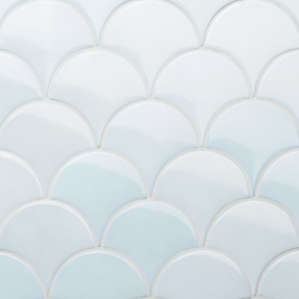 Highwater Maya Blue 2x5 Fishscale Polished Ceramic Wall Tile