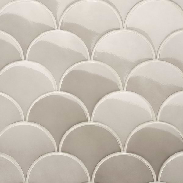 Highwater Mist 5" Fish Scale Polished Ceramic Wall Tile