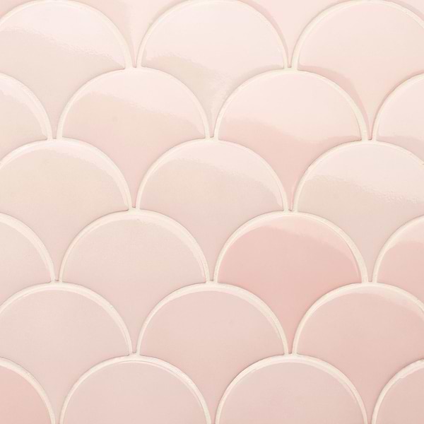 Highwater Rose Pink Fishscale 2x5 Polished Ceramic Wall Tile