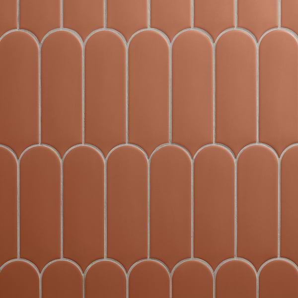 Parry Clay Terracotta Orange 3x8 Fishscale Matte Ceramic Wall Tile
