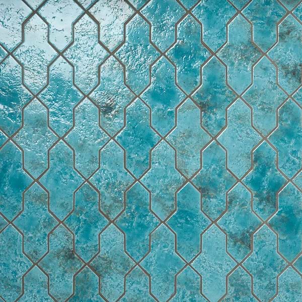 Greta Cruz Lagoon Blue 5x8 Glossy Textured Porcelain Tile