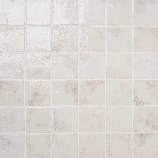 Greta Seashell White 5x5 Glossy Textured Porcelain Tile