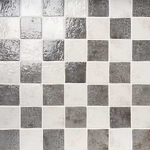 Greta Checkerboard Smoke Gray and Seashell White 5x5 Glossy Textured Porcelain Tile