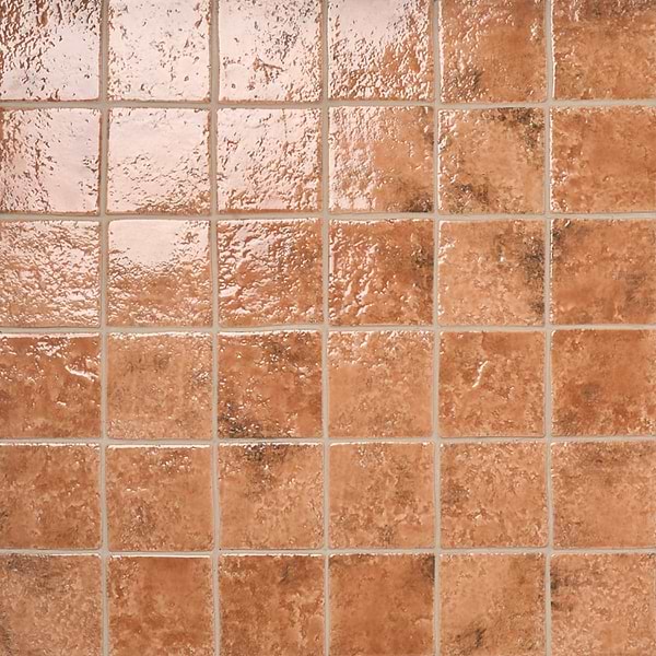 Greta Sunset Terracotta 5x5 Glossy Textured Porcelain Tile