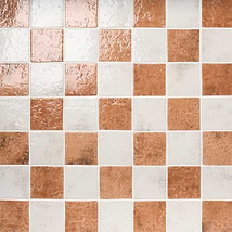Greta Checkerboard Sunset Terracotta and Seashell White 5x5 Glossy Textured Porcelain Tile