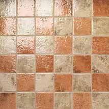 Greta Checkerboard Sunset Terracotta and Sand Beige 5x5 Glossy Textured Porcelain Tile