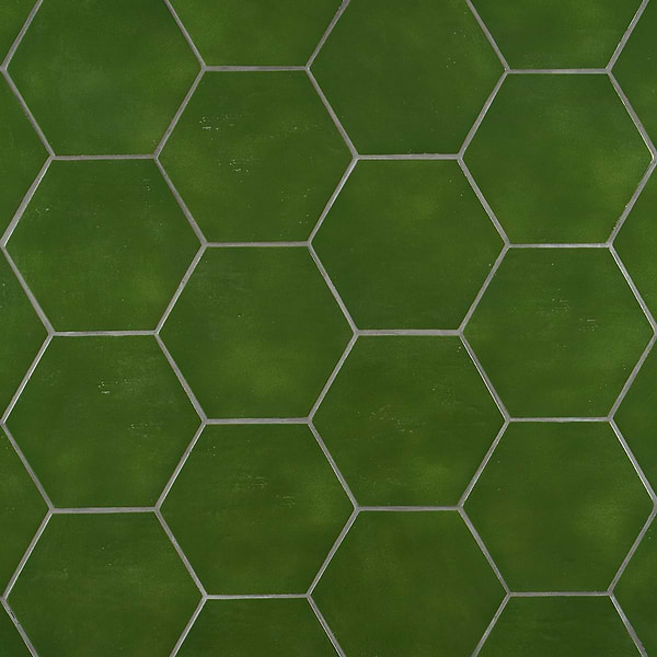 Cavallo Monaco Green 7" Hexagon Glossy Porcelain Tile