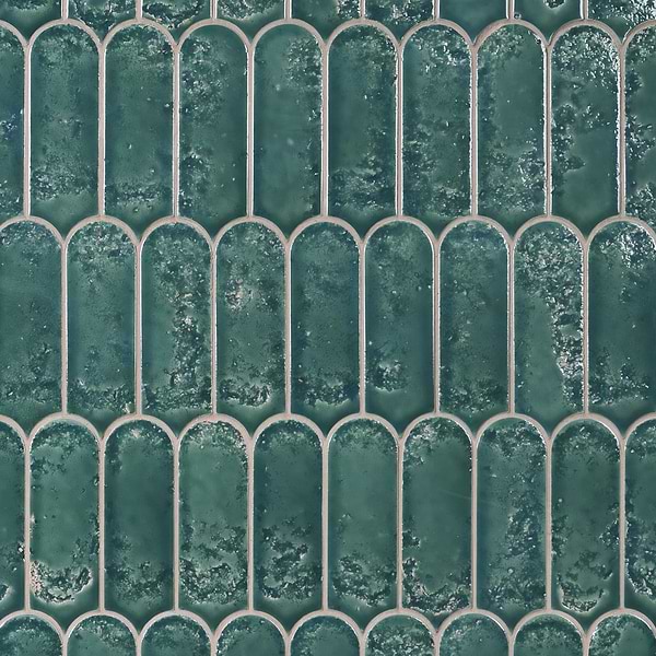 Corali Jade Green 3x9 Textured Fish Scale Glossy Ceramic Tile