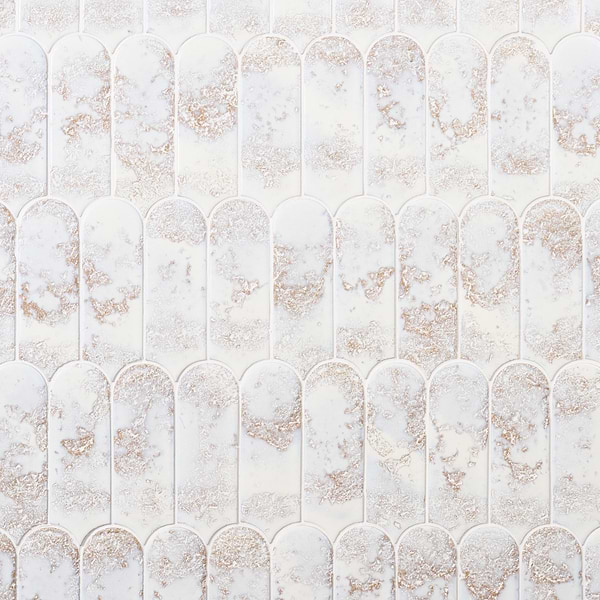 Corali Reef White 3x9 Textured Fish Scale Satin Ceramic Tile