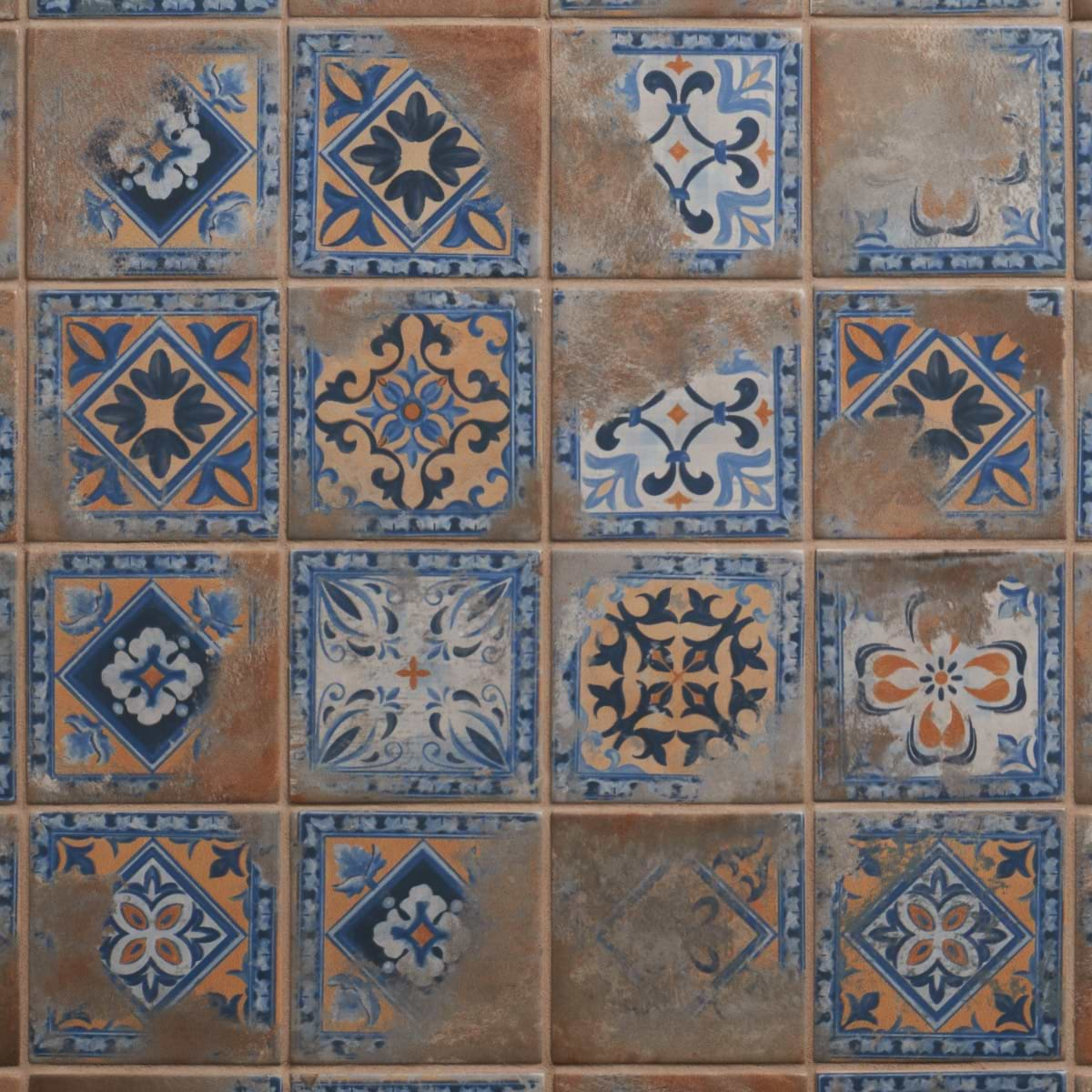 Morocco Medina Multicolor 4x4 Square Matte Porcelain Tile