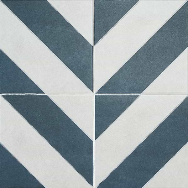 Auteur Diagonals Chevron-Offset Navy Blue 9x9 Matte Porcelain Tile