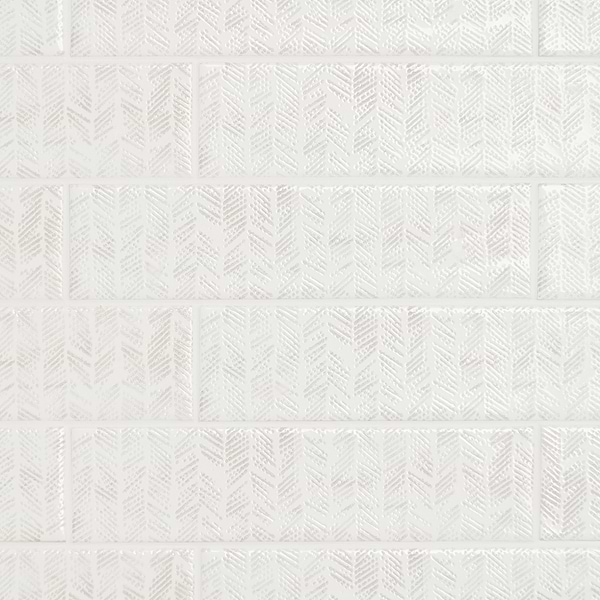 Chance White 2x10 Polished Ceramic Chevron Tile