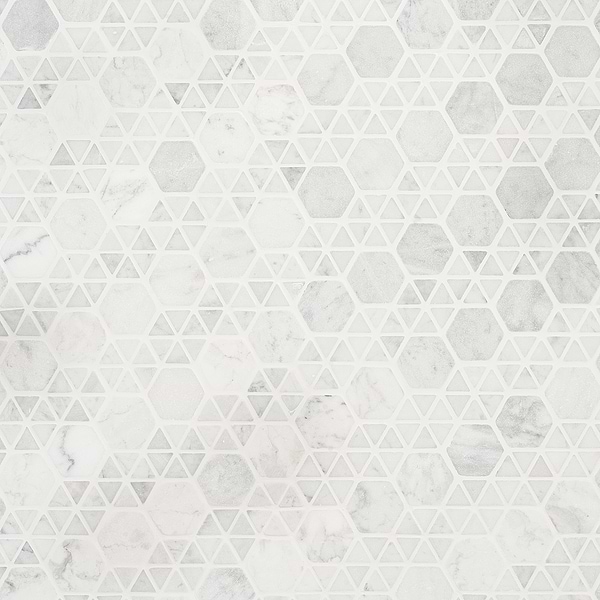 Aspekt Hex Matte White Carrara Mosaic