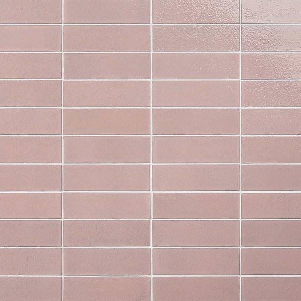 Color One Blush Pink 2x8 Glossy Lava Stone Tile 