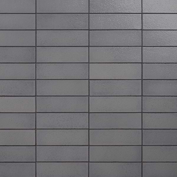 Color One Fossil Gray 2x8 Glossy Lava Stone Tile 