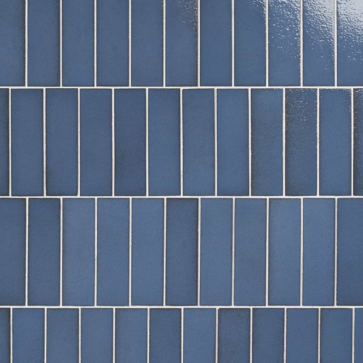Color One Steel Blue 2x8 Glossy Lava Stone Tile