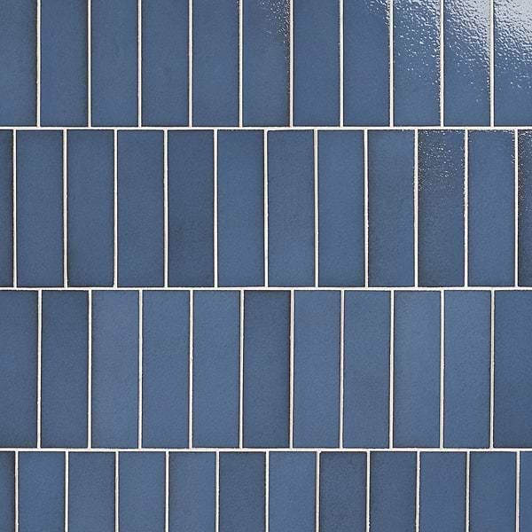 Color One Steel Blue 2x8 Glossy Lava Stone Tile