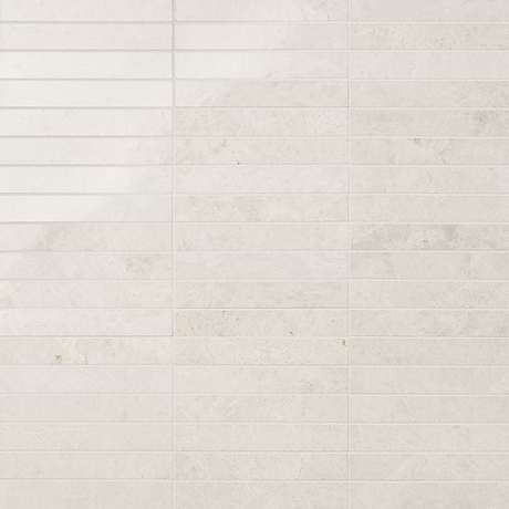 Vanilla Warm White 1x6 Stacked Polished Marble Mosaic Tile
