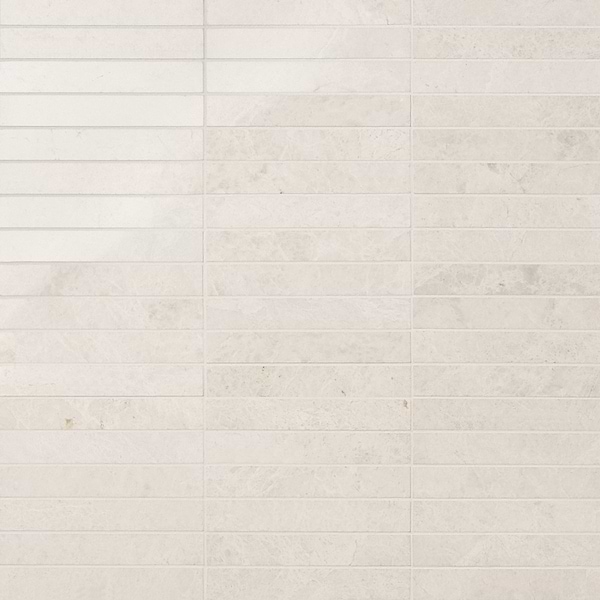 Vanilla Warm White 1x6 Stacked Polished Marble Mosaic Tile