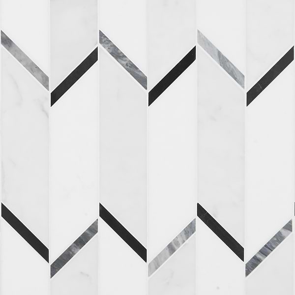 Fitz Blanco Grigio White Polished Marble Mosaic Tile
