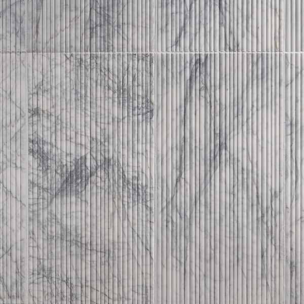 Waves White Lion 12x24 Fluted 3D Honed Marble Tile