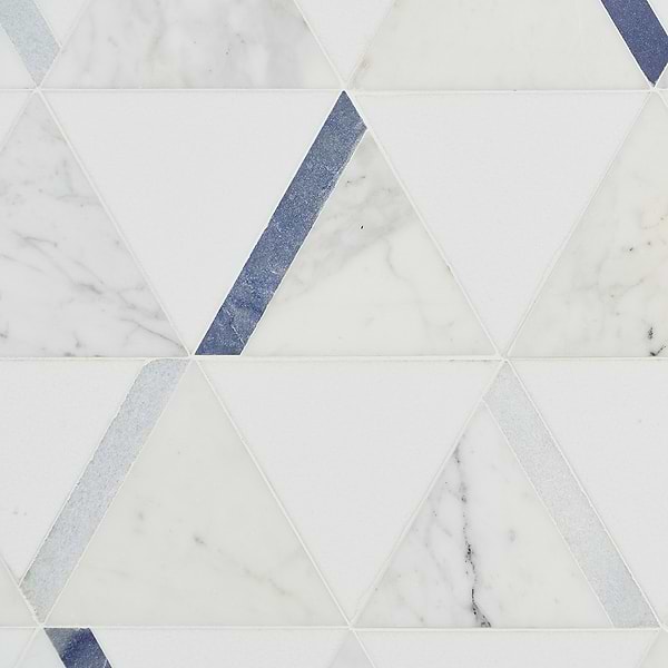 Tres Calacatta Azul Polished Marble Mosaic Tile