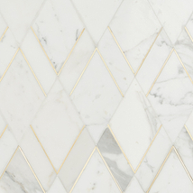 Enver Calacatta Polished Marble and Brass Mosaic Tile