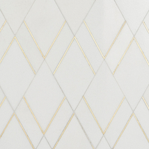 Enver Thassos Polished Marble and Brass Mosaic Tile