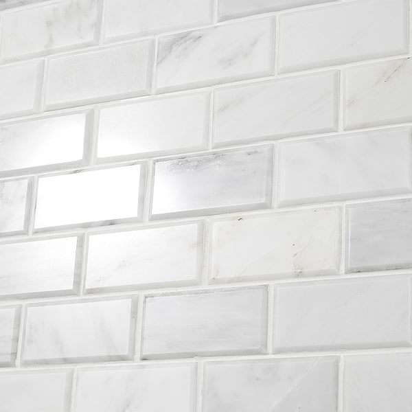 Asian Statuary 2x4" Beveled Brick Polished Marble Mosaic Tile