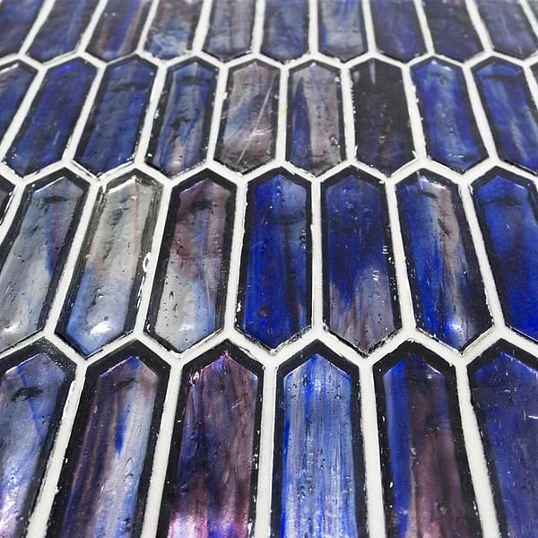 Komorebi Blue Bayou 1x3 Picket Shaped Glass Wall Tile- Polished