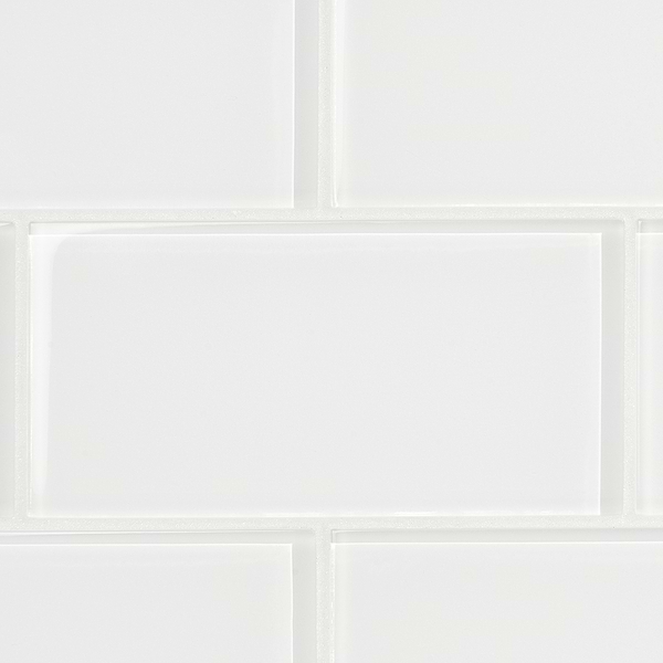 Loft Super White 3x6 Polished Glass Subway Wall Tile