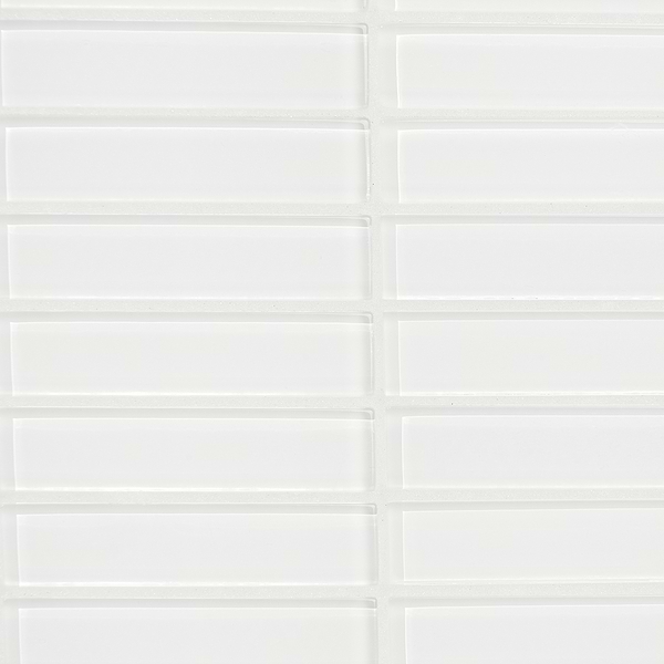 Loft Super White 1x4 Polished Glass Brick Mosaic Tile