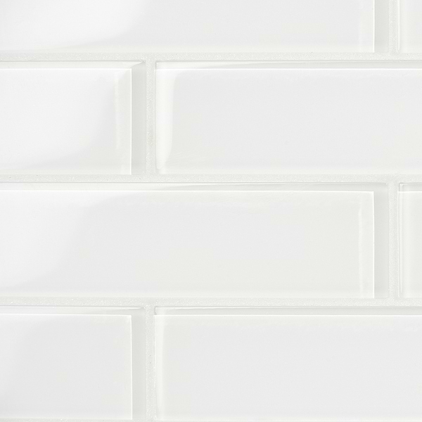 Loft Super White 2x8 Polished Glass Subway Wall Tile