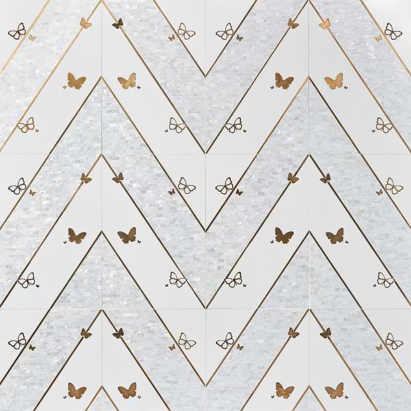 Timeless Butterflies Perla Brass 12x18 Polished Tile By Elizabeth Sutton